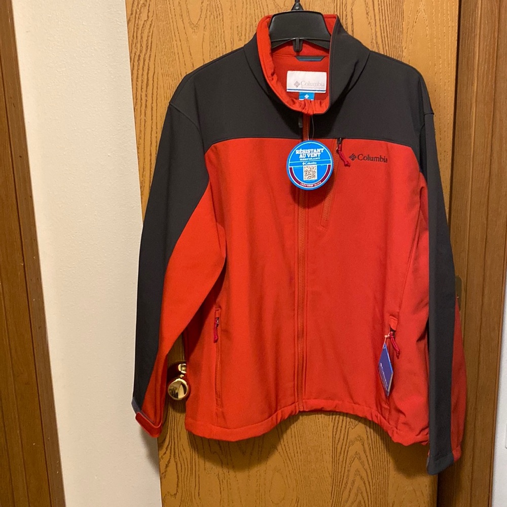 Columbia XL MEN'S RED GRAY LONG SLEEVE JACKET NWT
